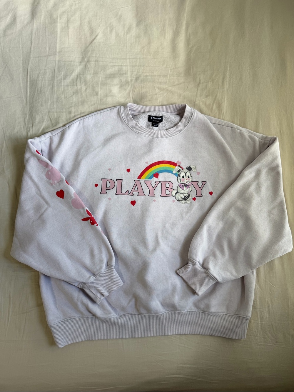 Playboy Bunny Rainbow Graphic Sweatshirt - Light Pink